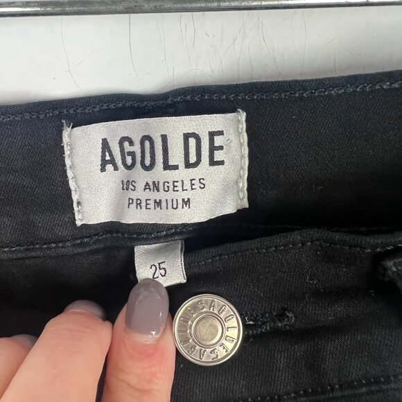 AGOLDE Filter Free Sophie Crop Jeans in Jet Skinny Black Size 25 EUC T2344 - Picture 7 of 12